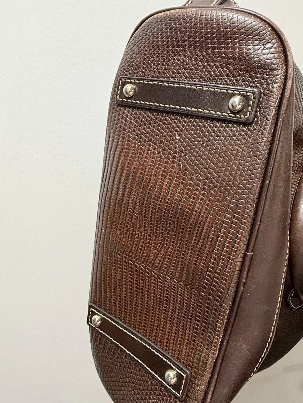 Dooney & Bourke Chocolate Brown Lizard-Embossed Satchel